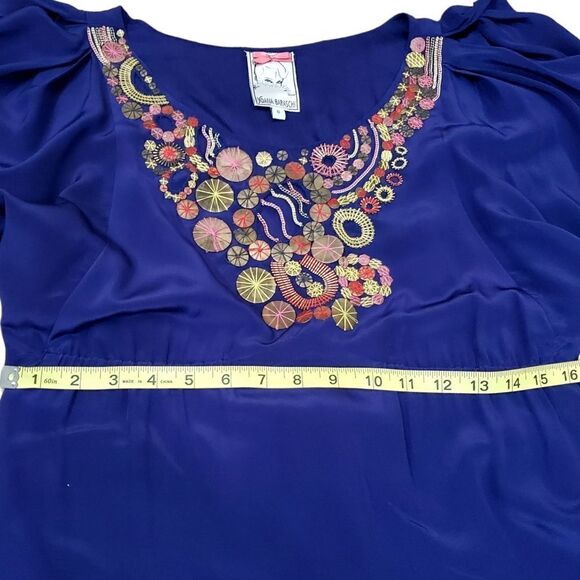 Anthropologie Yoana Baraschi Womens Embellished Silk Purple Dress Size 6 - Picture 9 of 10